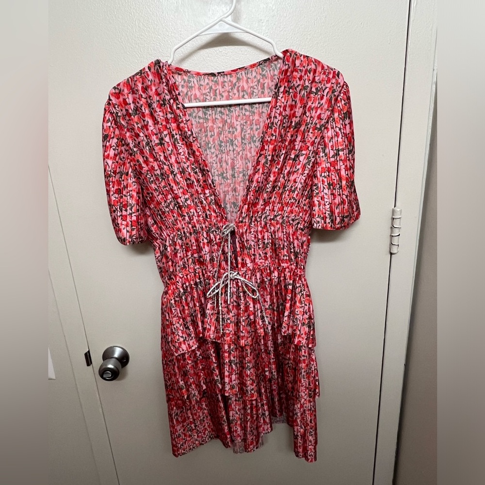 Wayf Pleated Tiered Dress